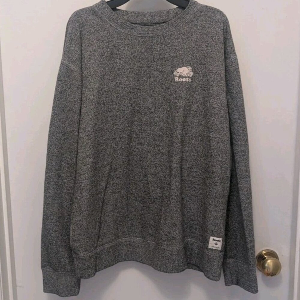 Roots Beaver Logo Grey Crew Sweater/Sweatshirt, Size M